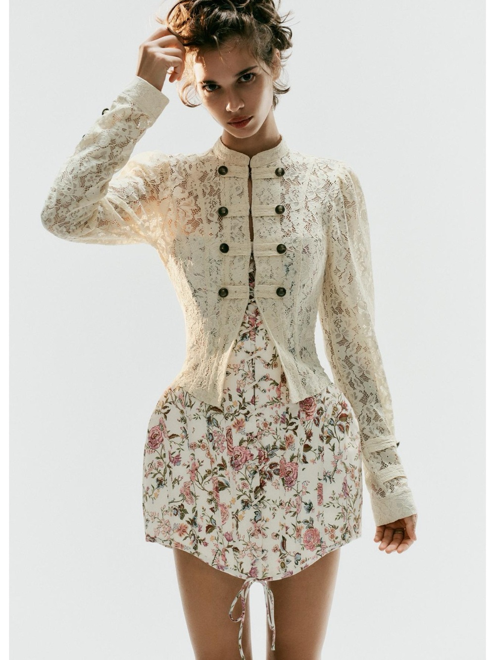 Zara LACE FROG FASTENING JACKET